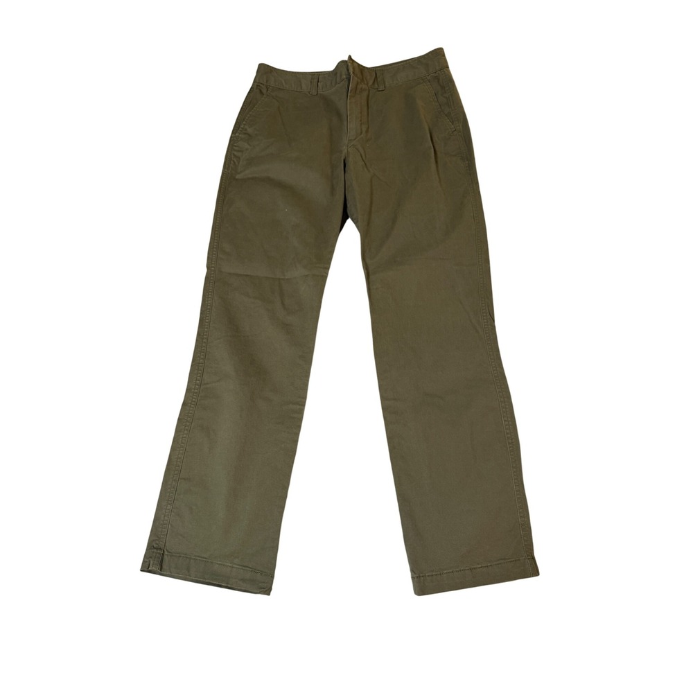 Gap Women Size 10 Olive Green Straight Khaki Pants High Rise Zip Pockets Cotton